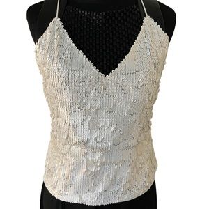Alice + Olivia Sequined Tank Top with spaghetti straps